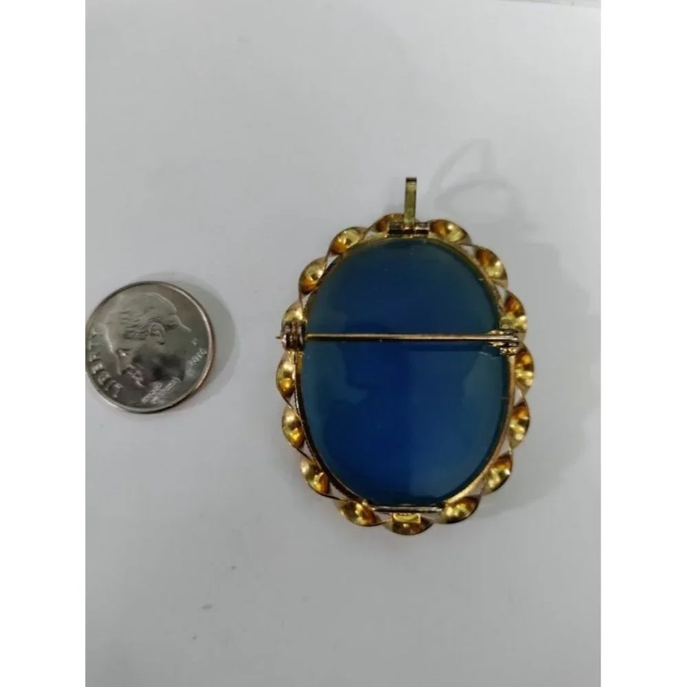 Vintage Vermeil Gold-Plated Glass Victorian Brooch Pendant Exquisite Piece - Picture 3 of 9